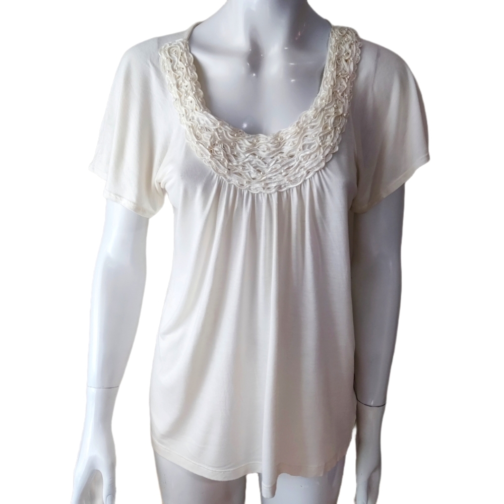 Forever 21 pearl accented short sleeve shirt